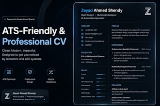 design a professional ats friendly CV or resume