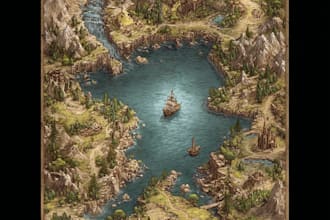 design an original treasure map and fantasy pirate map