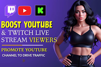 promote your kick channel or twitch live stream for views and engagements