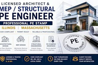 architectural and mep structural pe engineering  stamp in illinois massachusetts