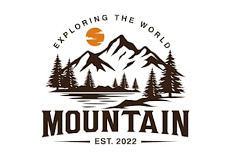 design a modern mountain and outdoor logo