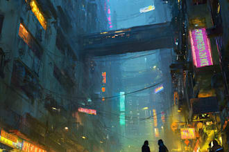 do a science fiction city and cyberpunk art illustration
