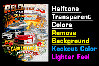 halftone dtf image, remove background, clean up, vectorize for printing