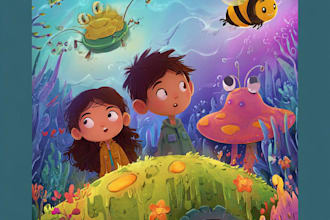 create a magical childrens book cover illustration