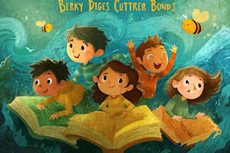 create a beautiful childrens book cover illustration