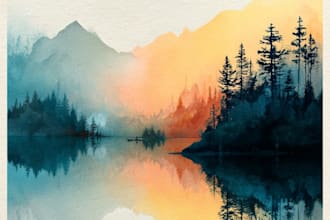 draw a watercolor landscape illustration