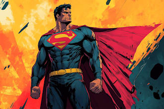 illustrate a superhero comic and marvel character