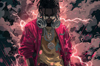 design an anime cartoon cover art for your album cover