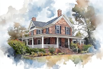 draw a watercolor house painting