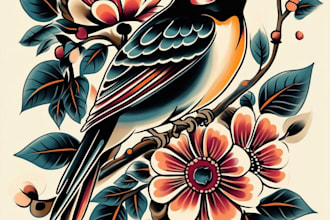 create a traditional or neo traditional tattoo design
