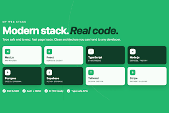 be your full stack web developer for nextjs react nodejs typescript saas mvp