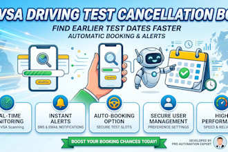 build UK driving test bot, driving slot bot, UK dvsa bot, reservation bot