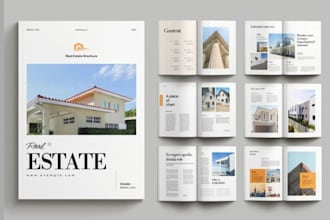 design a professional real estate company profile and modern property brochure