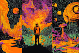 stunning illustration psychedelic, lifestyle, surrealism