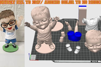 add color to 3d model convert stl to 3mf file split parts 2d to 3d