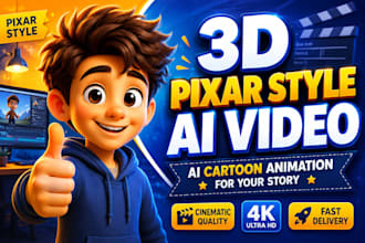 create 3d pixar style ai animation video 3d ai cartoon 3d pixar ai animation