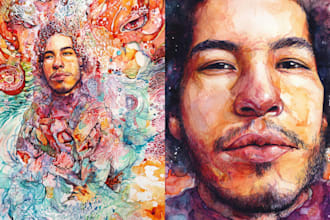 draw a sketchy watercolor portrait, no ai