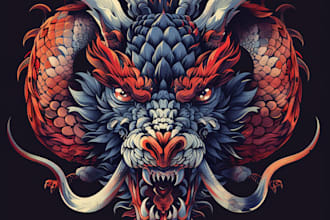 design mythical beasts, monsters, fantasy logo or illustrations