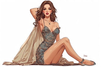 design custom retro pin up girl artwork for you
