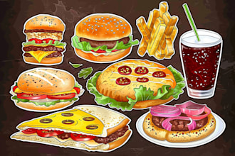 draw food in vector cartoon illustration from photo