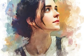 paint watercolor portrait painting for you