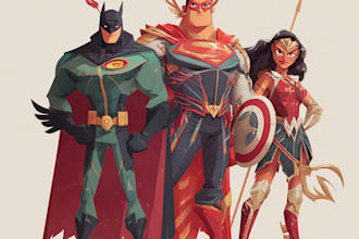 illustrate superhero character art