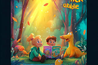 create a magical childrens book cover illustration