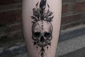 hand draw unique custom sketchy style tattoo design