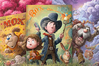 design a colorful cartoon book cover illustration