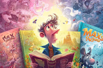 draw cartoon book cover with creative style