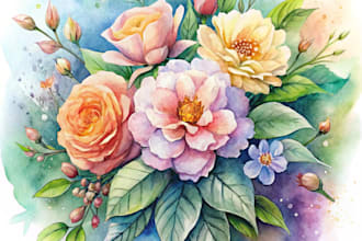create watercolor illustration, character illustration