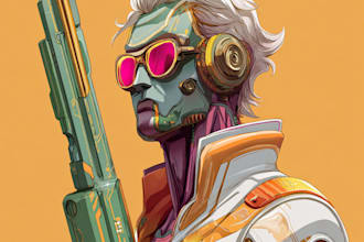 a sci fi character illustration or sci fi character