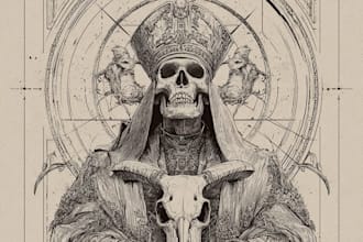 draw horror and gothic line art illustrations
