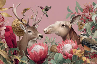 draw an animal and botanical illustration