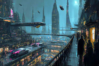 make stunning cyberpunk city illustrations