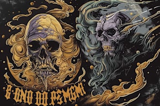 design dark punk horror art in comic style