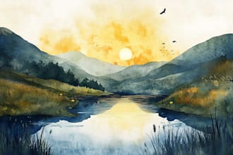 paint landscapes in watercolor