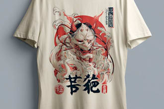 do a japanese t shirt illustration