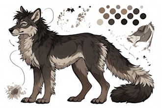 paint professional furry oc reference artwork from scratch