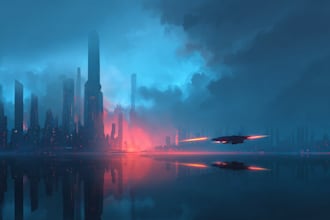 make a concept art cyberpunk sci fi, futuristic city