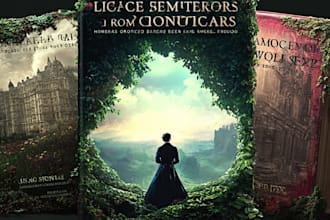 design romantic book cover with cinematic love story art