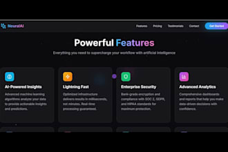 design ai saas landing page, 3d animated website in react tailwind