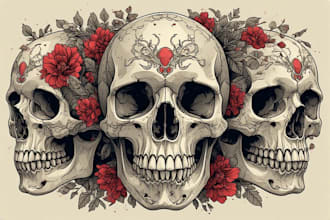 create custom skull illustration artwork