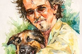 watercolor portrait painting, photo to watercolor portrait