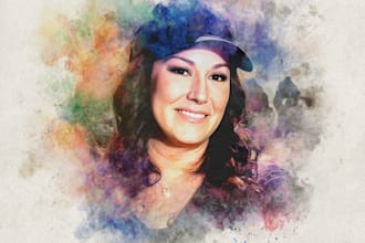 design deceased, memorial watercolor effect portrait