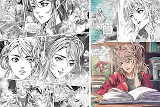 draw a very professional comic book page illustration