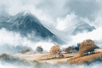 paint realistic landscape watercolor painting illustration