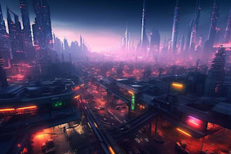 create a 2d cyberpunk city