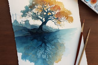 create hand painted watercolor art and portraits