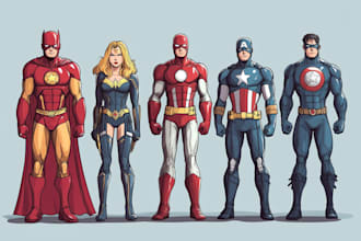 do an amazing superhero comic cartoon characters
